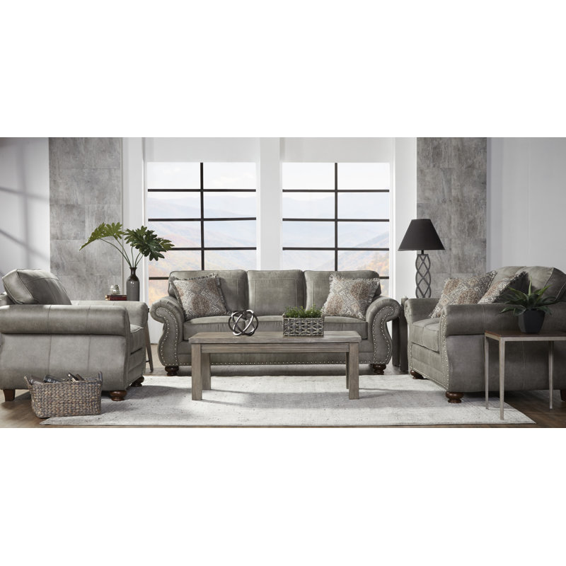 Canora Grey Macalla 3 Piece Vegan Leather Living Room Set & Reviews
